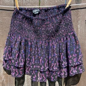 Bebe flowing ruffled mini skirt